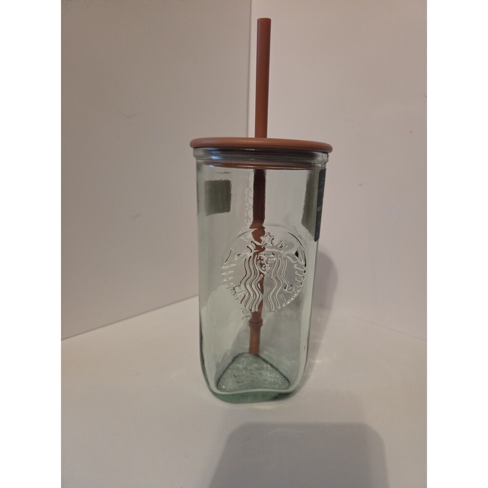 Starbucks Recycled Glass Triangle Bottom Cold Cup Tumbler, 16 oz, Grande Brown